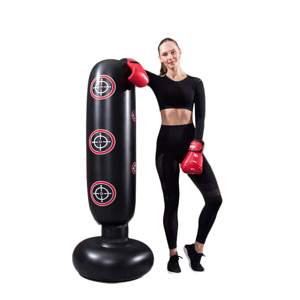 1.6m Inflatable Boxing Bag Training Pillar Tumbler Pressure Relief Exercise Water Base Standing Sandbag Fitness Equipment