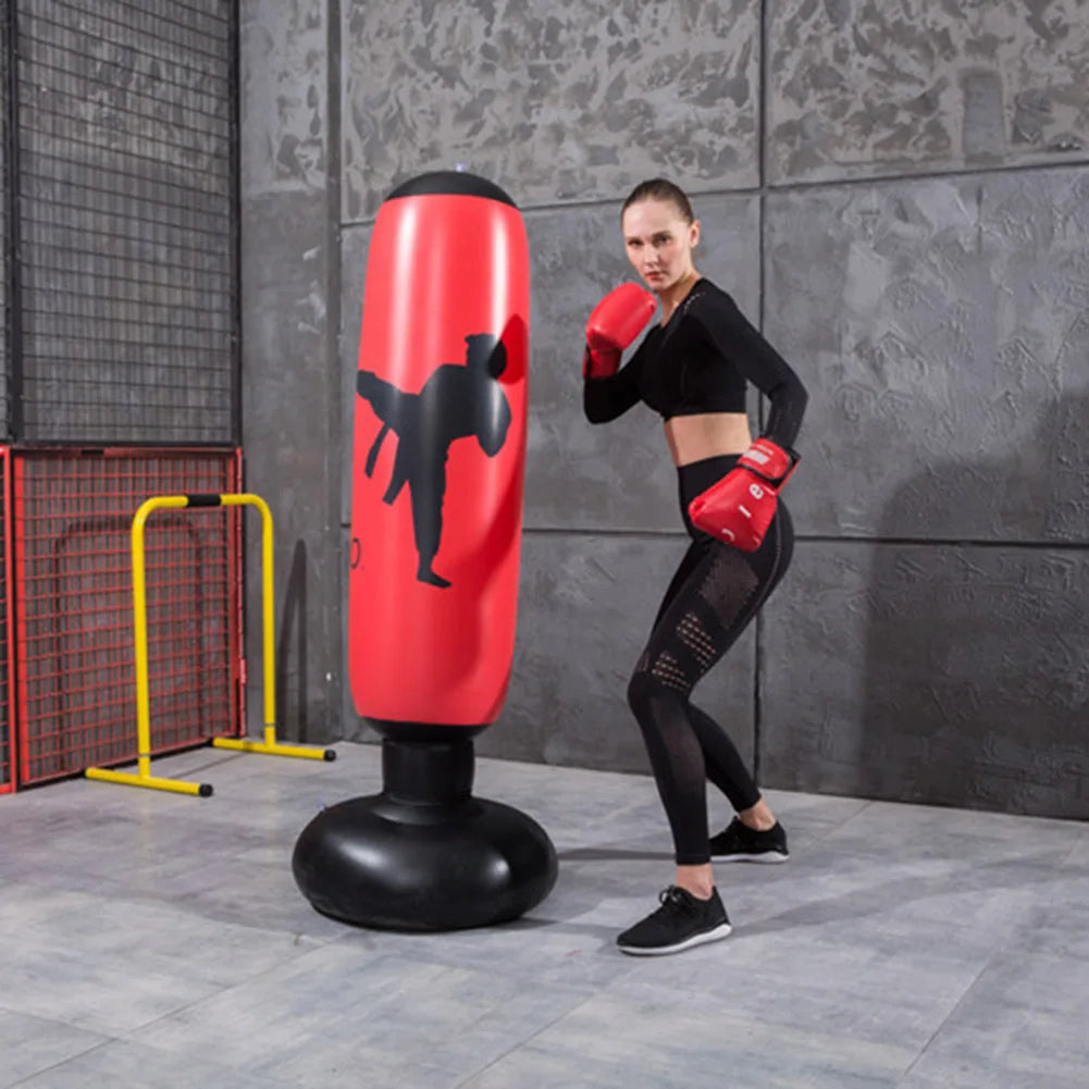 1.6m Inflatable Boxing Bag Training Pillar Tumbler Pressure Relief Exercise Water Base Standing Sandbag Fitness Equipment